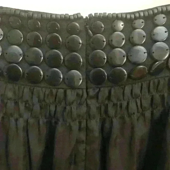 Laurel Escada Flowy  Black Bubble Skirt Wooden Beads Button Accent - Picture 4 of 11